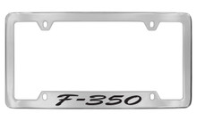 Ford F-350 Script Bottom Engraved Chrome Plated Solid Brass License Plate Frame Holder With Black Imprint