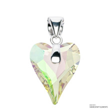 Crystal Luminous Green F Wild Heart Pendant Embellished With Dazzling Crystals (PE4R-001LUMG)