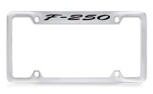 Ford F-250 Script Top Engraved Chrome Plated Solid Brass License Plate Frame Holder With Black Imprint