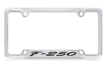 Ford F-250 Script Bottom Engraved Chrome Plated Solid Brass License Plate Frame Holder With Black Imprint