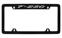 Ford F-250 Script Top Engraved Black Coated Zinc License Plate Frame Holder With Silver Imprint