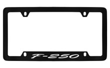 Ford F-250 Script Bottom Engraved Black Coated Zinc License Plate Frame Holder With Silver Imprint