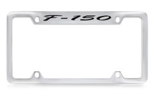 Ford F-150 Script Top Engraved Chrome Plated Metal License Plate Frame Holder With Black Imprint