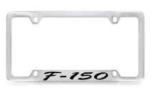 Ford F-150 Script Bottom Engraved Chrome Plated Solid Brass License Plate Frame Holder With Black Imprint