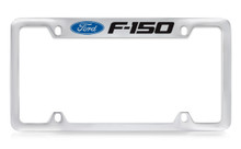 Ford F-150 Logo Top Engraved Chrome Plated Metal License Plate Frame Holder With Black Imprint
