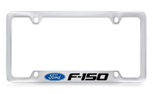 Ford F-150 Logo Bottom Engraved Chrome Plated Solid Brass License Plate Frame Holder