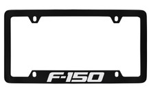 Ford F-150 Bottom Engraved Black Coated Zinc License Plate Frame Holder With Silver Imprint