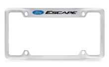 Ford Escape Logo Top Engraved Chrome Plated Solid Brass License Plate Frame Holder With Black Imprint