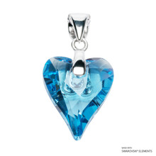 Aquamarine Wild Heart Pendant Embellished With Dazzling Crystals (PE4R-202)