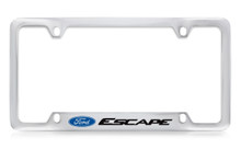 Ford Escape Logo Bottom Engraved Chrome Plated Solid Brass License Plate Frame Holder With Black Imprint