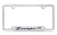 Ford Escape Script Bottom Engraved Chrome Plated Solid Brass License Plate Frame Holder With Black Imprint