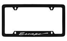 Ford Escape Script Bottom Engraved Black Coated Zinc License Plate Frame Holder With Silver Imprint