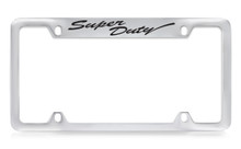 Ford Super Duty Script Top Engraved Chrome Plated Metal License Plate Frame Holder With Black Imprint