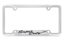 Ford Super Duty Script Bottom Engraved Chrome Plated Solid Brass License Plate Frame Holder With Black Imprint