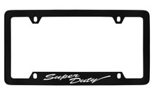 Ford Super Duty Script Bottom Engraved Black Coated Zinc License Plate Frame Holder 