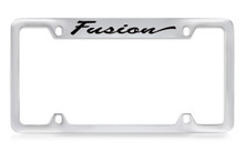 Ford Fusion Script Top Engraved Chrome Plated Solid Brass License Plate Frame Holder With Black Imprint
