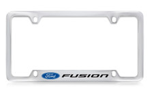 Ford Fusion Logo Bottom Engraved Chrome Plated Metal License Plate Frame Holder