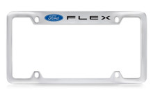 Ford Flex Logo Top Engraved Chrome Plated Solid Brass License Plate Frame Holder With Black Imprint