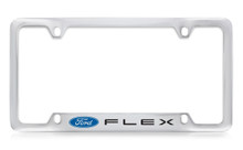 Ford Flex Logo Bottom Engraved Chrome Plated Solid Brass License Plate Frame Holder With Black Imprint