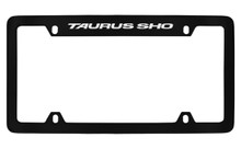 Ford Taurus Sho Top Engraved Black Coated Zinc License Plate Frame Holder With Silver Imprint