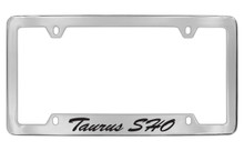 Ford Taurus Sho Script Bottom Engraved Chrome Plated Solid Brass License Plate Frame Holder With Black Imprint