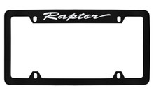 Ford Raptor Script Top Engraved Black Coated Zinc License Plate Frame Holder With Silver Imprint