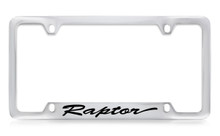 Ford Raptor Script Bottom Engraved Chrome Plated Solid Brass License Plate Frame Holder With Black Imprint