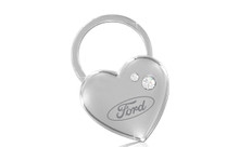 Ford Heart Shape With 2 Clear Crystals In A Black Gift Box. Embellished With Dazzling Crystals