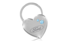 Ford Heart Shape With 2 Blue Crystals In A Black Gift Box. Embellished With Dazzling Crystals