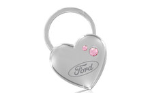 Ford Heart Shape With 2 Pink Crystals In A Black Gift Box. Embellished With Dazzling Crystals