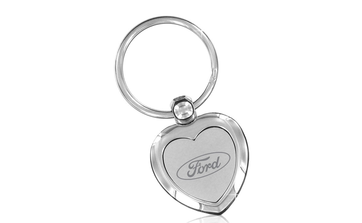 Portachiavi Metallico Cromato Con Logo Ford - Accessorio Auto Con Emblema, Lunghezza 7 Cm, Larghezza 2 Cm (SU)