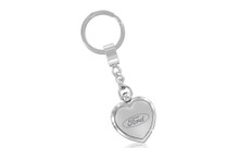 Ford Satin/Chrome Two Tone Heart Shape Keychain In A Black Gift Box