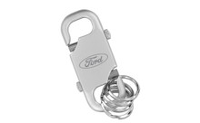 Ford Satin Chrome Dual Utility Clip With 3 Small Rings Keychain In A Black Gift Box
