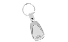 Ford Satin Silver Insert Pear Shape Keychain In A Black Gift Box