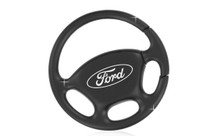 Ford Plain Black Steering Wheel Keychain In A Black Gift Box