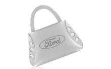 Ford Purse Shaped Keychain In A Black Gift Box With 6 Clear Crystals. Embellished With Dazzling Crystals