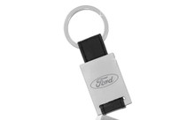 Ford Rectangular Shaped Keychain With Black Leather Strap In A Black Gift Box