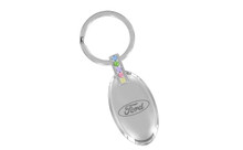 Ford Chrome Plate Oval Shape Keychain With Multicolor Crystals In A Black Gift Box. Embellished With Dazzling Crystals
