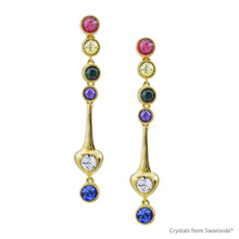 Golden Spring Earrings Embellished With Swarovski Crystals