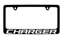 Dodge Charger Black Coated Zinc License Plate Frame Holder With Silver Imprint