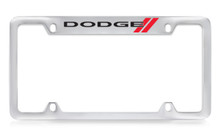 Dodge Logo Chrome Plated Solid Brass Top Engraved License Plate Frame Holder With Black Imprint