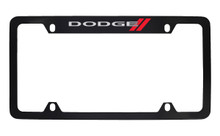 Dodge Logo Black Coated Zinc Top Engraved License Plate Frame 