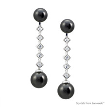 Interchangeable Timeless Black Pearl Earrings Embellished With Dazzling Crystals