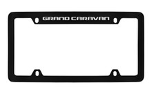 Dodge Grand Caravan Black Coated Zinc Top Engraved License Plate Frame Holder With Silver Imprint