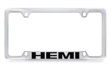 Dodge Hemi Chrome Plated Solid Brass Bottom Engraved License Plate Frame Holder With Black Imprint