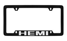 Dodge Hemi Black Coated Zinc Bottom Engraved License Plate Frame Holder With Silver Imprint