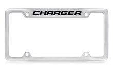 Dodge Charger Chrome Plated Solid Brass Top Engraved License Plate Frame Holder With Black Imprint