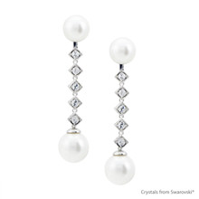 Interchangeable Timeless White Pearl Earrings Embellished With Swarovski Crystals