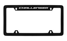 Dodge Challenger Black Coated Zinc Top Engraved License Plate Frame Holder With Silver Imprint