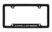 Dodge Challenger Black Coated Zinc Bottom Engraved License Plate Frame Holder With Silver Imprint